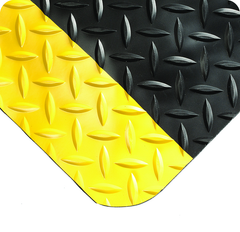 Diamond-Plate Select 15/16" x 3' x 75' Black/Yellow Work Mat - Apex Tool & Supply