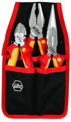 3 Piece - Insulated Belt Pack Pouch Set with 6.3" Diagonal Cutters; 8" Long Nose Pliers; 8" Combination Pliers in Belt Pack Pouch - Apex Tool & Supply