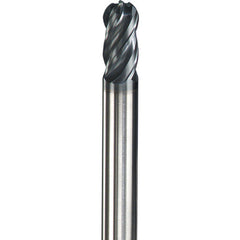 ‎3/4″ Dia. × 3/4″ Shank × 1-1/2″ DOC × 4″ OAL, Carbide AlTiN, Spiral , 4 Flute, Flat, Ballnose End Mill - Exact Industrial Supply