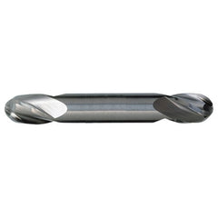 ‎7/32″ Dia. × 3/8″ Shank × 9/16″ DOC × 3-1/2″ OAL, Carbide TiAlN, Spiral , 4 Flute, CW Helix, Round, Ballnose End Mill - Exact Industrial Supply