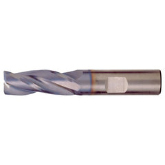 5/16″ × 5/16″ × 7/16″ × 2″ RHS / RHC Solid Carbide 3-Flute Square End High-Performance End Mill for Steel and Stainless Steel - TiCN - Exact Industrial Supply