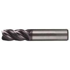 3/8″ × 3/8″ × 2″ × 4″ RHS / RHC Solid Carbide 4-Flute Corner Radius End Mill - TiAlN - Exact Industrial Supply