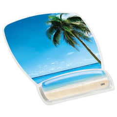 3M Gel Mousepad Wristrest MW308BH Compact Size Clear Gel Beach Design 6.8″ × 8.6″ × 0.75″ - Apex Tool & Supply