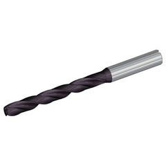 23/64″ Dia. × 0.394″ Shank × 5.47″ Flute Length × 7.28″ OAL, 12xD, TiAlN, 2xD Flute, Coolant Thru, 3MT Solid Carbide Drill - Exact Industrial Supply