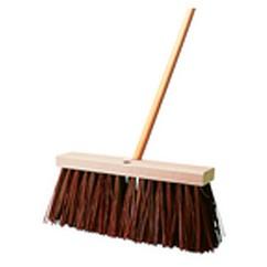 Street Broom, Hardwood Block, Palmyra Fill - Wide flared ends - Tapered handle holes - Apex Tool & Supply