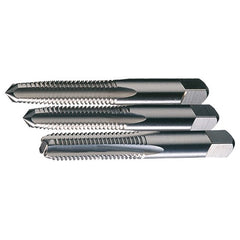 ‎#4-40 UNC 3 Flute H2 HSS Standard Taper, Plug, and Bottoming Hand Tap Set- Bright - Exact Industrial Supply