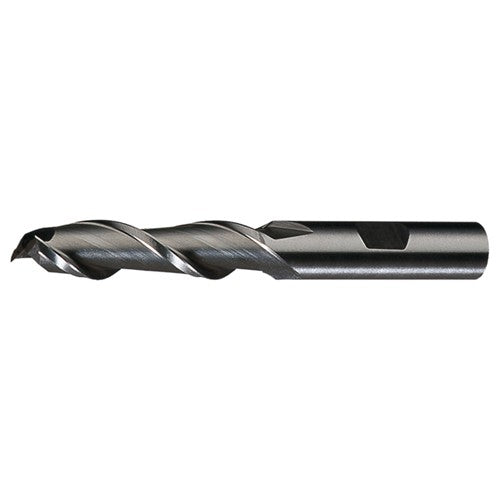 1/2″ × 1/2″ × 3″ × 5″ RHS / RHC HSS HSS Single End 2-Flute Center Cutting High Helix Finishing End Mill - TiN - Exact Industrial Supply