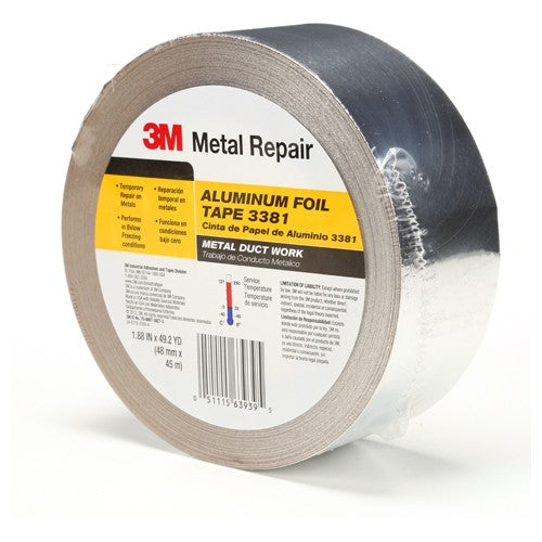 48 mm × 45 m 2.7 mil Foil Tape Silver Alt Mfg # 63939 - Apex Tool & Supply