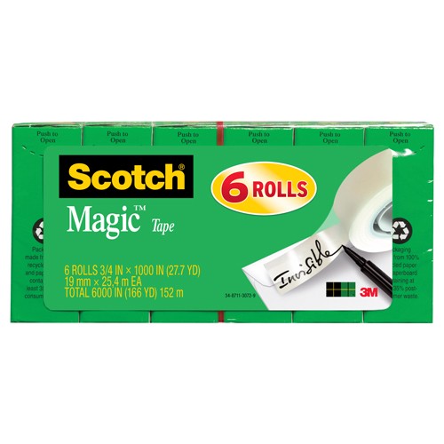 Scotch Magic Tape 810K6 6 rolls of 3/4″ × 1000″ - Apex Tool & Supply