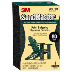 3M SandBlaster EDGE DETAILING Sanding Sponge 9558 60 grit 4 1/2″ × 2 1/2 × 1″ - Apex Tool & Supply