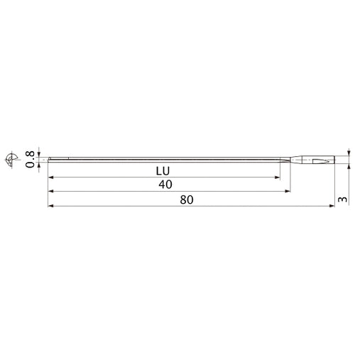 MGS0080L040B HTi10 0.8 mm Dia. × 3 mm Shank × 40 mm Flute Length × 80 mm OAL, 0°, 1 Flute, Coolant Thru, Solid Carbide Drill