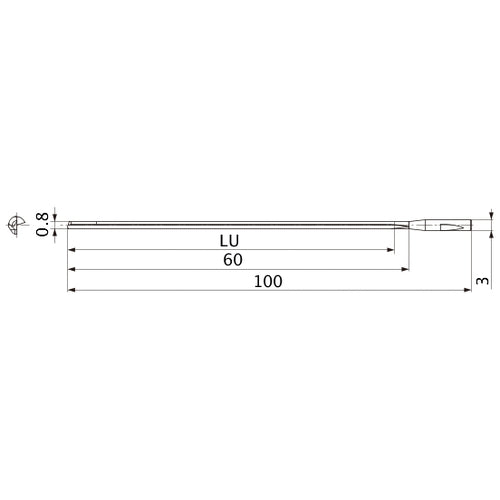 MGS0080L060B HTi10 0.8 mm Dia. × 3 mm Shank × 60 mm Flute Length × 100 mm OAL, 0°, 1 Flute, Coolant Thru, Solid Carbide Drill