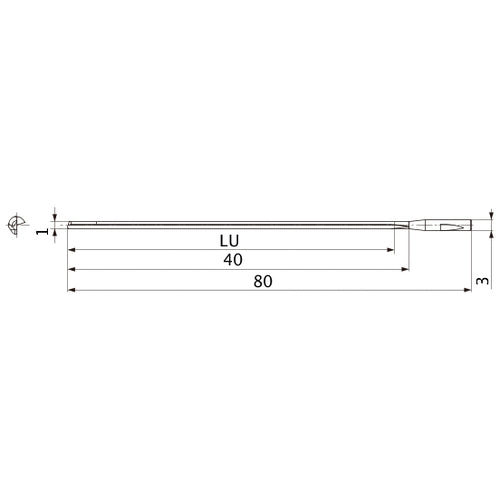 MGS0100L040B HTi10 1 mm Dia. × 3 mm Shank × 40 mm Flute Length × 80 mm OAL, 0°, 1 Flute, Coolant Thru, Solid Carbide Drill