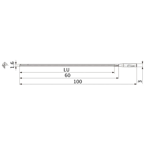 MGS0160L060B HTi10 1.6 mm Dia. × 3 mm Shank × 60 mm Flute Length × 100 mm OAL, 0°, 1 Flute, Coolant Thru, Solid Carbide Drill