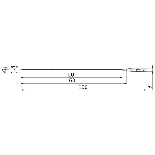 MGS0180L060B HTi10 1.8 mm Dia. × 3 mm Shank × 60 mm Flute Length × 100 mm OAL, 0°, 1 Flute, Coolant Thru, Solid Carbide Drill