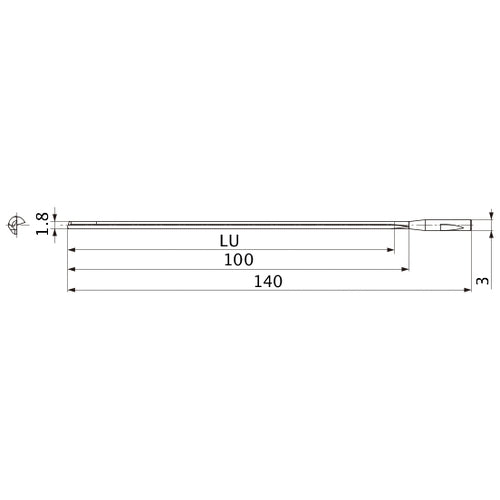 MGS0180L100B HTi10 1.8 mm Dia. × 3 mm Shank × 100 mm Flute Length × 140 mm OAL, 0°, 1 Flute, Coolant Thru, Solid Carbide Drill