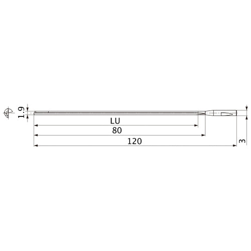 MGS0190L080B HTi10 1.9 mm Dia. × 3 mm Shank × 80 mm Flute Length × 120 mm OAL, 0°, 1 Flute, Coolant Thru, Solid Carbide Drill