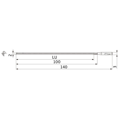 MGS0200L100B HTi10 2 mm Dia. × 3 mm Shank × 100 mm Flute Length × 140 mm OAL, 0°, 1 Flute, Coolant Thru, Solid Carbide Drill