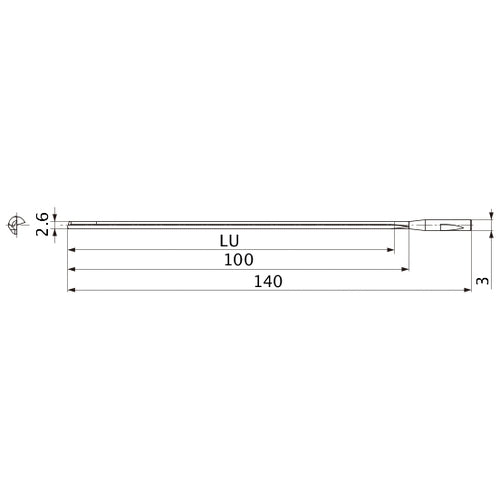 MGS0260L100B HTi10 2.6 mm Dia. × 3 mm Shank × 100 mm Flute Length × 140 mm OAL, 0°, 1 Flute, Coolant Thru, Solid Carbide Drill