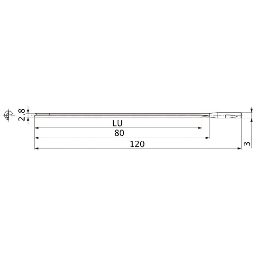 MGS0280L080B HTi10 2.8 mm Dia. × 3 mm Shank × 80 mm Flute Length × 120 mm OAL, 0°, 1 Flute, Coolant Thru, Solid Carbide Drill