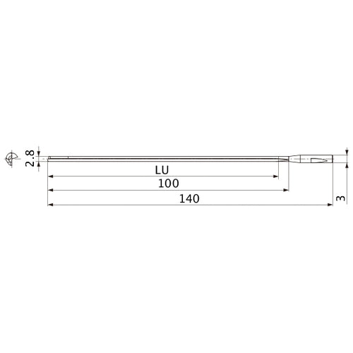 MGS0280L100B HTi10 2.8 mm Dia. × 3 mm Shank × 100 mm Flute Length × 140 mm OAL, 0°, 1 Flute, Coolant Thru, Solid Carbide Drill