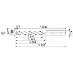 MMS1746X3D180 DP7020 11/16″ Dia. × 0.709″ Shank × 3.591″ Flute Length × 5.992″ OAL, 140°, 2 Flute, Coolant Thru, Solid Carbide Drill
