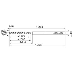 MVS0244X25S030 DP1020 0.096″ Dia. × 0.118″ Shank × 2.772″ Flute Length × 4.228″ OAL, 140°, 2 Flute, Coolant Thru, Solid Carbide Drill