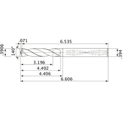 MVS0992X08S100 DP1020 0.3906″ Dia. × 0.394″ Shank × 4.402″ Flute Length × 6.606″ OAL, 140°, 2 Flute, Coolant Thru, Solid Carbide Drill