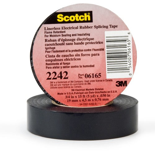 ‎3M Linerless Electrical Rubber Tape 2242 1-1/2″ × 15 ft 1″ core Black - Apex Tool & Supply