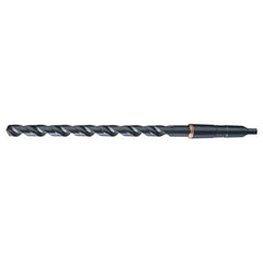 19/32 RHS / RHC HSS 118 Degree Notched Point Heavy Duty Extra Length Taper Shank Drill - Steam Oxide