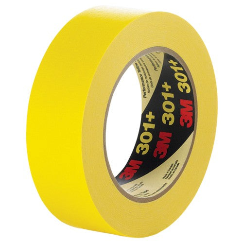 3M Performance Yellow Masking Tape 301+ 48 mm × 55 m Individually Wrapped - Apex Tool & Supply