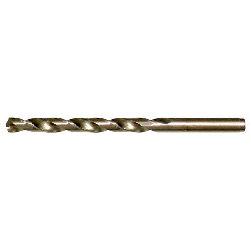 A RHS / RHC HSS-CO 8% (M42) 135 Degree Split Point Cobalt Heavy Duty Jobber Length Drill - Straw / Gold Oxide - Exact Industrial Supply