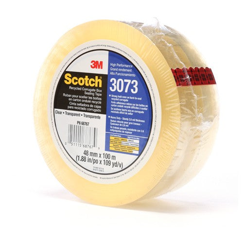 Scotch Recycled Corrugate Box Sealing Tape 3073 Clear 48 mm × 100 m - Apex Tool & Supply