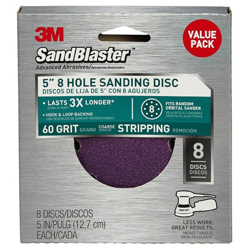 3M SandBlaster Sanding Discs 99621SB-ES 5″ × 8Hole 60 grit - Apex Tool & Supply