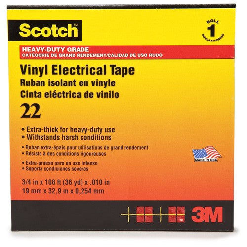 Scotch Vinyl Electrical Tape 22 3/4″ × 36 yd Black - Apex Tool & Supply