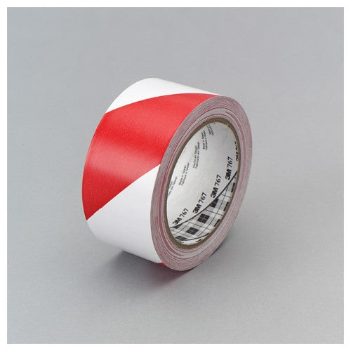 3M Safety Stripe Vinyl Tape 767 Red/White 2″ × 36 yd 5 mil Individually Wrapped Conveniently Packaged - Apex Tool & Supply