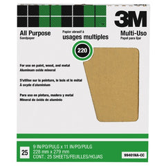 3M Aluminum Oxide Sandpaper 99401NA-M 9″ × 11″ 220 grit - Apex Tool & Supply