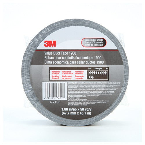 3M Value Duct Tape 1900 Silver 1.88″ × 50 yd 5.8 mil - Apex Tool & Supply