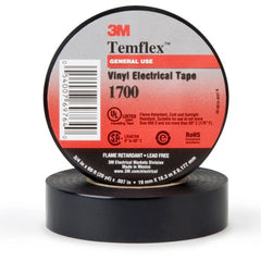 ‎3M Temflex Vinyl Electrical Tape 1700 3/4″ × 36 yd 1-1/2″ Core Black - Apex Tool & Supply