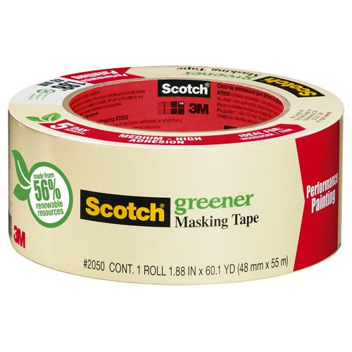 ‎Scotch Greener Masking Tape for Performance Painting 2050-72A 2.82″ × 60.1 yd (72 mm × 55 m) - Apex Tool & Supply
