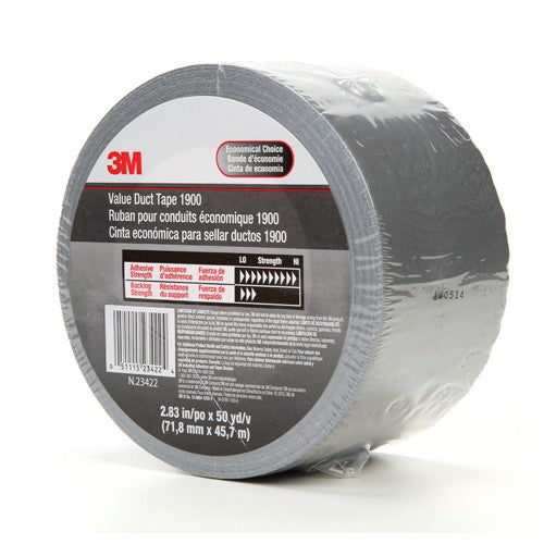 3M Value Duct Tape 1900 Silver 2.83″ × 50 yd 5.8 mil - Apex Tool & Supply