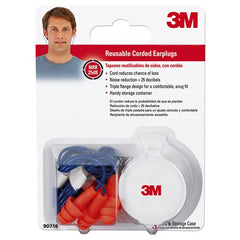 3M Corded Reusable Earplugs 90716H3-DC 3 pairs with case per pack 10 packs/case - Apex Tool & Supply