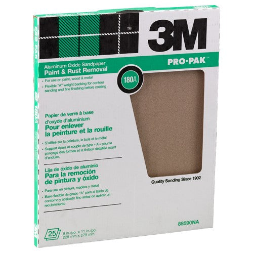 3M Pro-Pak Aluminum Oxide Sheets 88590NA 9″ × 11″ 180A grit - Apex Tool & Supply