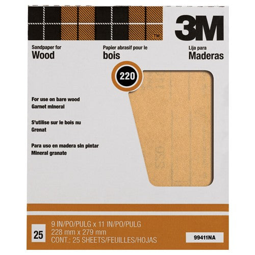 3M Garnet Sanding Sheets 99411NA 9″ × 11″ 220 grit - Apex Tool & Supply