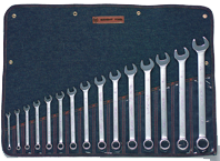Wright Tool Fractional Combination Wrench Set -- 15 Pieces; 12PT Chrome Plated; Includes Sizes: 5/16; 3/8; 7/16; 1/2; 9/16; 5/8; 11/16; 3/4; 13/16; 7/8; 15/16; 1; 1-1/16; 1-1/8; 1-1/4"; Grip Feature - Apex Tool & Supply