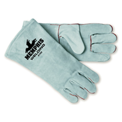 Welding Gloves - Gray Economy Shoulder Grade - Cotton Lined - Wing Thumb - Size Large - Apex Tool & Supply