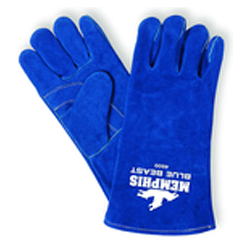 Blue Beast - Blue Side Leather Glove w/Reinforced Palm - Wing Thumb - Size X-Large - Apex Tool & Supply