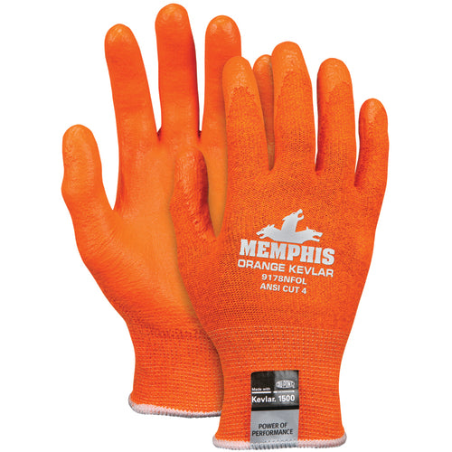 MCR Safety Cut Pro Glove - 13 Gauge Orange Kevlar/Synthetic - Nitrile Foam Coated Palm - Size Large - Apex Tool & Supply