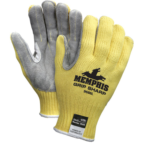 MCR Safety Cut Pro Gloves - 7 Gauge Kevlar Shell - Leather Palm - Size X-Large - Apex Tool & Supply