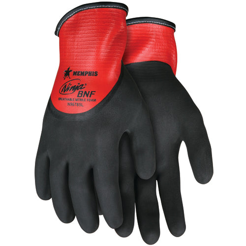 Ninja BNF Gloves with NFT Coating - 18 Gauge Nylon/Spandex - Full Nitrile Dip - Second Coating BNF - Size X-Large - Apex Tool & Supply